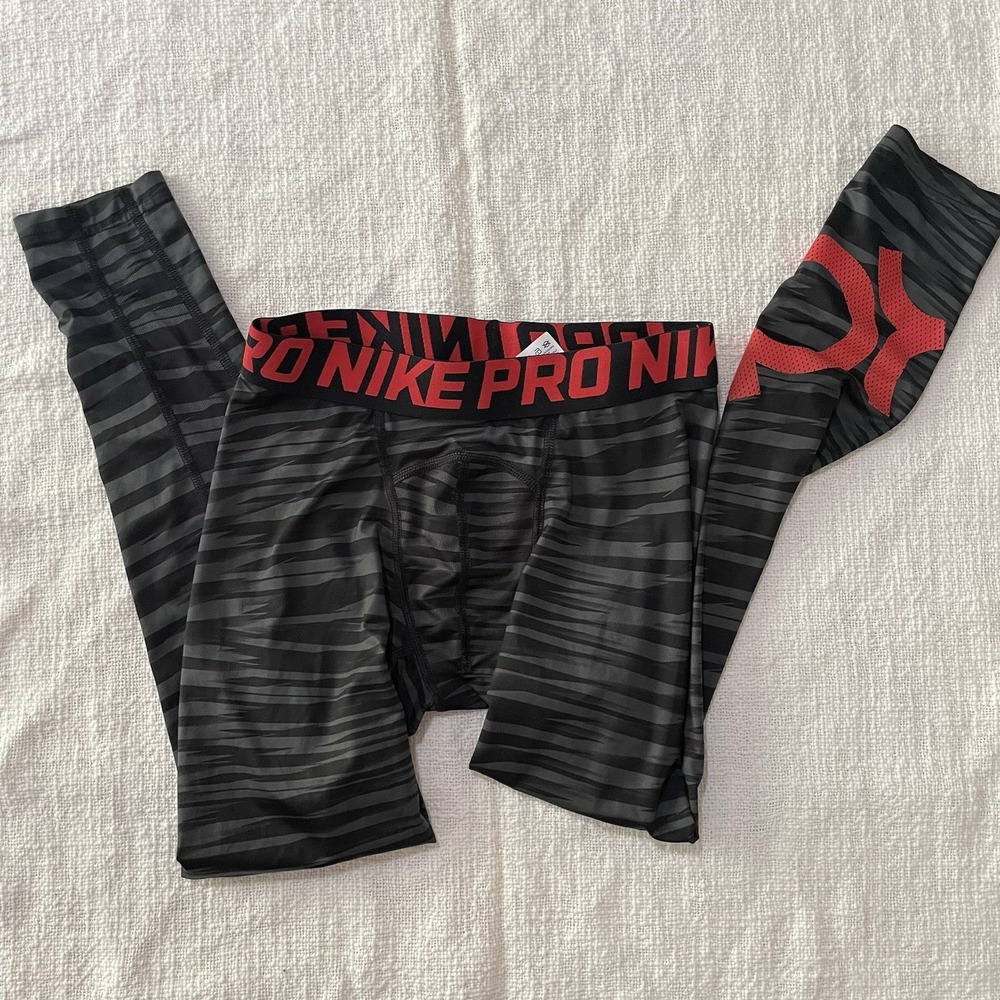 NIKE Pro Youth‎ Large Black Grey Base Red Layer Kevin Durant Base Layer Tights
